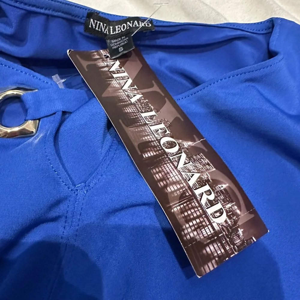 Nina Leonard Blue Mini Dress Size Small New with Tag